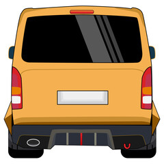 Rear View of Yellow  Van Car Illustration