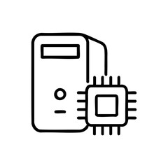chip pc server outline icon vector illustration