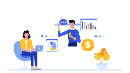 Title Online business analysis with financial gains. Suitable for presentations, reports, articles, websites, and marketing materials related to online business growth and success.