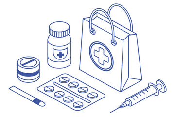 Medical and medicine Set. Medicine icon – Pharmacy, Healthcare, and Medical Treatment Symbols. Medical icons circle healthcare and medicine symbols.