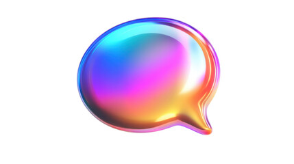 vibrant holographic 3d speech bubble icon on white background