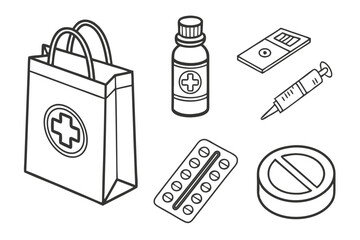 Medical and medicine Set. Medicine icon – Pharmacy, Healthcare, and Medical Treatment Symbols. Medical icons circle healthcare and medicine symbols.