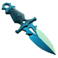 Tactical dagger with classic model concept. A detailed close-up of a beautifully crafted blue knife.