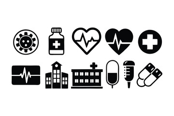 Medical and medicine Set. Medicine icon – Pharmacy, Healthcare, and Medical Treatment Symbols. Medical icons circle healthcare and medicine symbols.