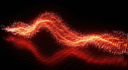 Abstract fiery wave pattern on grid