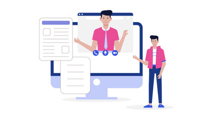 Online video conference with documents suitable for virtual meetings, remote work, collaboration, business presentations, digital communication, online seminars.