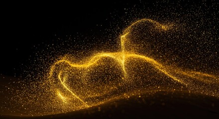 Abstract gold particles flowing