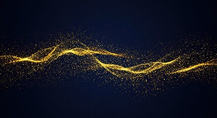 Abstract gold particle waves on dark background