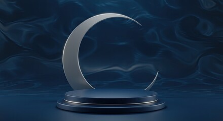 Abstract podium with crescent moon