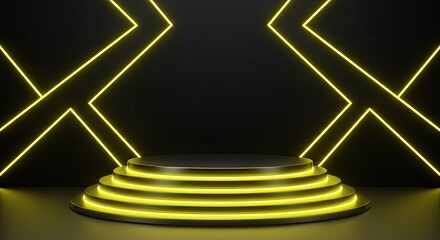 Abstract podium with neon lighting (1)