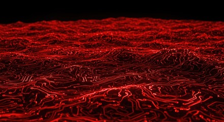 Abstract red circuit wave patterns