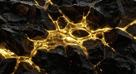 Abstract rock texture with glowing veins
