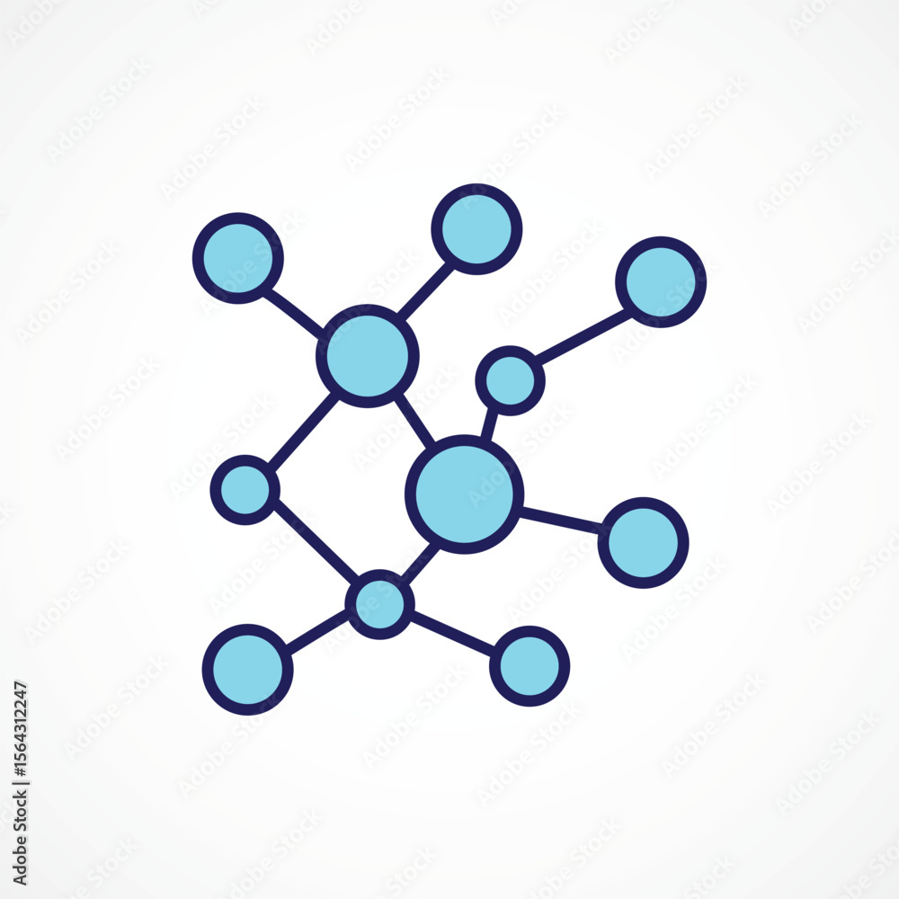 Poster digital network icon, abstract representation of ai neural connections and data communication, vecto