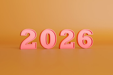 The year 2026 in solid numbers. 3D illustration.