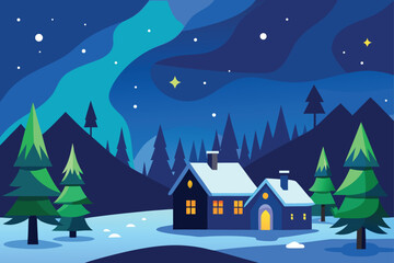 winter landscape with houses