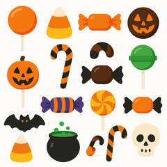 Halloween candy and spooky elements collection