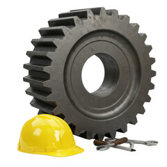 3D realistic large gear or cogwheel for industry, engineering, mechanical, or machinery concept isolated on a transparent background, png, cutout