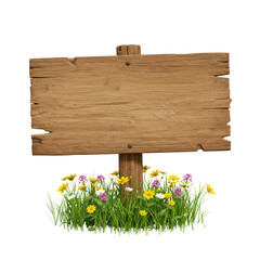 3D realistic blank wooden sign for message, decoration, rustic, or countryside concept isolated on a transparent background, png, cutout