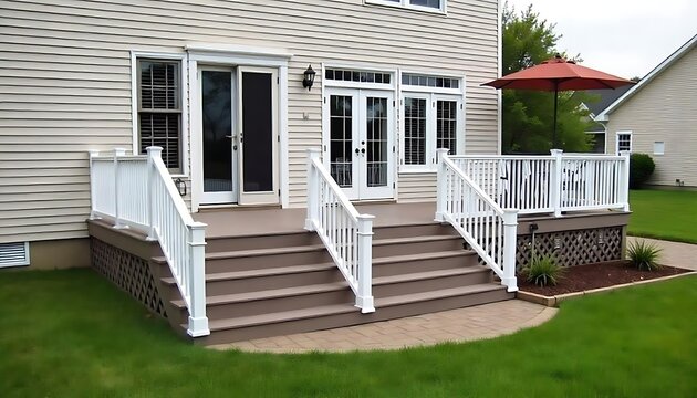  Outdoor Decking with Stairs Made from Trex Material, created with generative ai