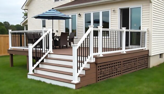  Outdoor Decking with Stairs Made from Trex Material, created with generative ai