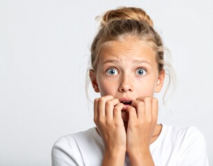 驚いて固まっている女の子　びっくり　恐怖