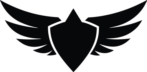 Obraz premium Shield wings silhouette, crest wings icon silhouette vector illustration