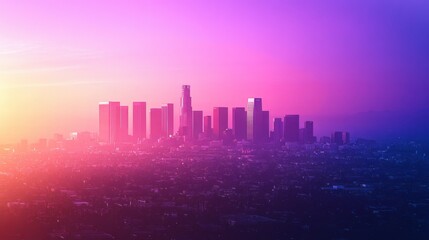 Fototapeta premium Cityscape at Sunset with Twilight Sky.