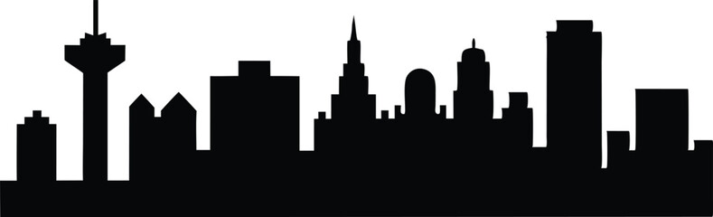 Dallas skyline silhouette, Dallas skyline horizontal banner. Dallas, Texas. Vector template for your design. 