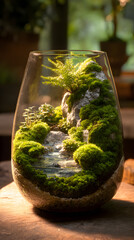 A Self-contained Microcosm: The Lush Beauty of a Glass-bound Tiny Habitat