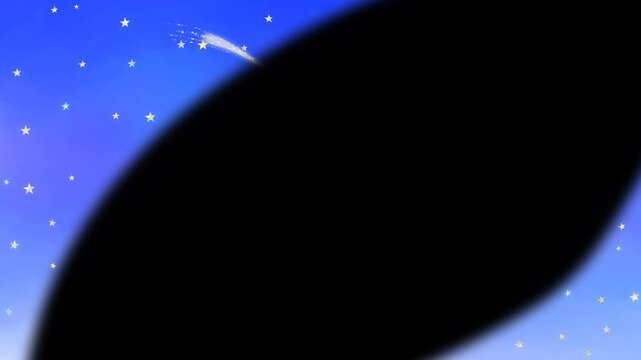 夜空に流れ星が流れるロマンティックな&alpha;付きフレーム。絵本ような幻想的な世界観のループアニメーション。