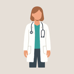 Fototapeta premium A confident, smiling young doctor with a stethoscope stands professionally in a clinic, embodying healthcare and medical expertise