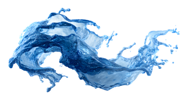 Dynamic water splash features translucent liquid with stunning details on a dark background creating a fluid motion effect.