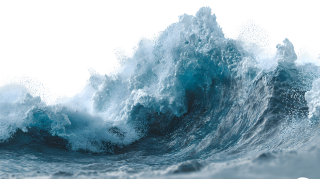 Crashing ocean wave crests powerfully against a dark backdrop, showcasing sea foam and water texture in dynamic blue hues. - Powered by Adobe