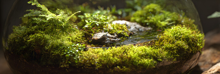 A Self-contained Microcosm: The Lush Beauty of a Glass-bound Tiny Habitat