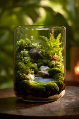 A Self-contained Microcosm: The Lush Beauty of a Glass-bound Tiny Habitat