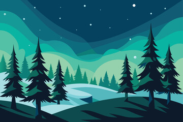 Fototapeta premium vector illustration of a winter landscape