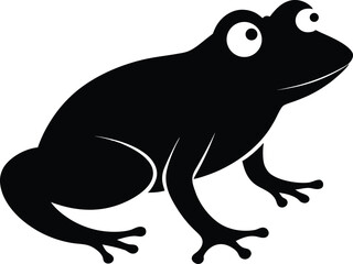 Silhouette of a tree frog viewed from above on a white background