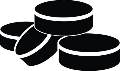 Hockey pucks silhouette, Hockey pucks icon symbol collection on white background.