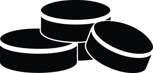 Hockey pucks silhouette, Hockey pucks icon symbol collection on white background.