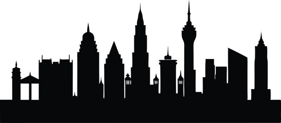 Fototapeta premium Modern Kuala lumpur city silhouette architecture landscape vector design.