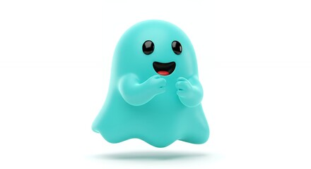 Light teal cartoon ghost graphic