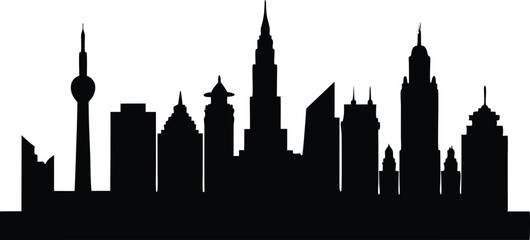 Obraz premium Modern Kuala lumpur city silhouette architecture landscape vector design.