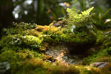 A Self-contained Microcosm: The Lush Beauty of a Glass-bound Tiny Habitat