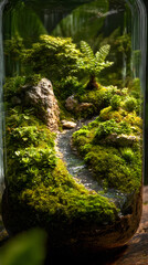 A Self-contained Microcosm: The Lush Beauty of a Glass-bound Tiny Habitat