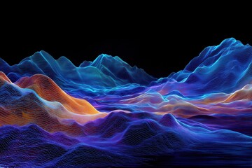 Fototapeta premium Colorful digital landscape with a wireframe texture.