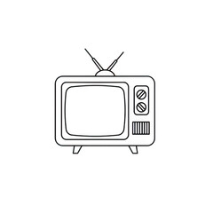 Retro television outline isolated on transparent background