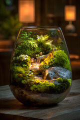 A Self-contained Microcosm: The Lush Beauty of a Glass-bound Tiny Habitat