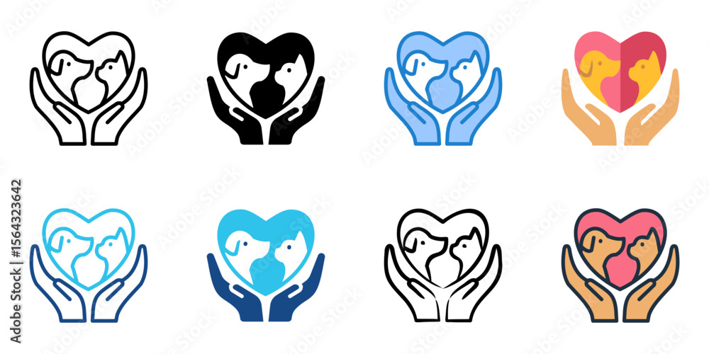 Poster sitting icon set multiple style collection