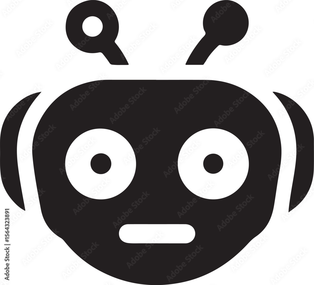 Poster robot head icon, machine face, smart assistant icon, editable line symbol for ai platforms, tech sup