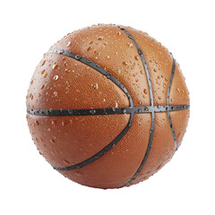 Realistic render of a basketball covered in water droplets isolated on white isolated on white transparent background PNG